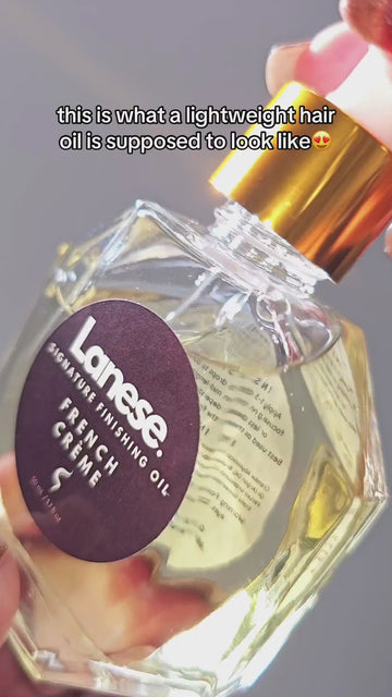 Video showing lanese finishing hair oil texture 